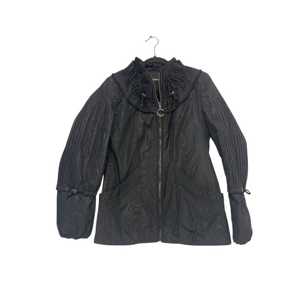 Creenstone Womens Jacket Size 36 US 4-6 Small Black Jacquard Swirl Full Zip